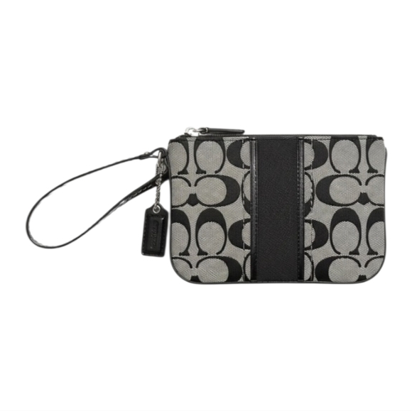 Coach Handbags - Coach Signature Canvas Black & Gray Wristlet Clutch